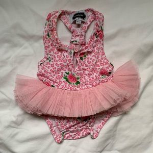 Mud Pie 0-3m pink leopard and rose dress with tutu